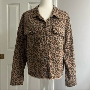 Kensie Leopard Print Jean Jacket Size L